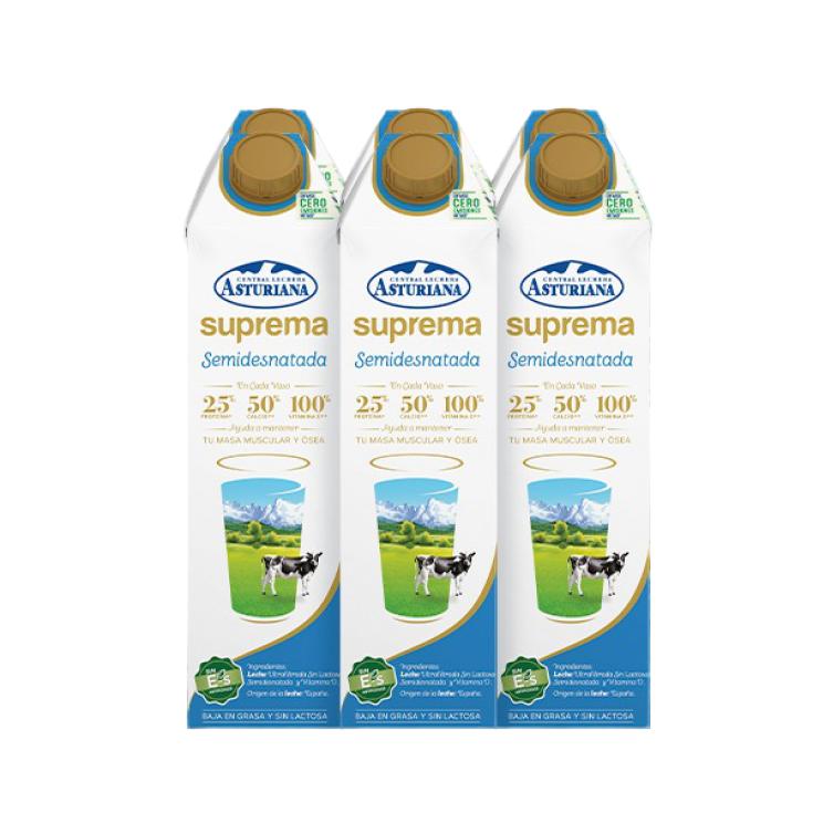 Leche semidesnatada Suprema - Asturiana - 6x1l