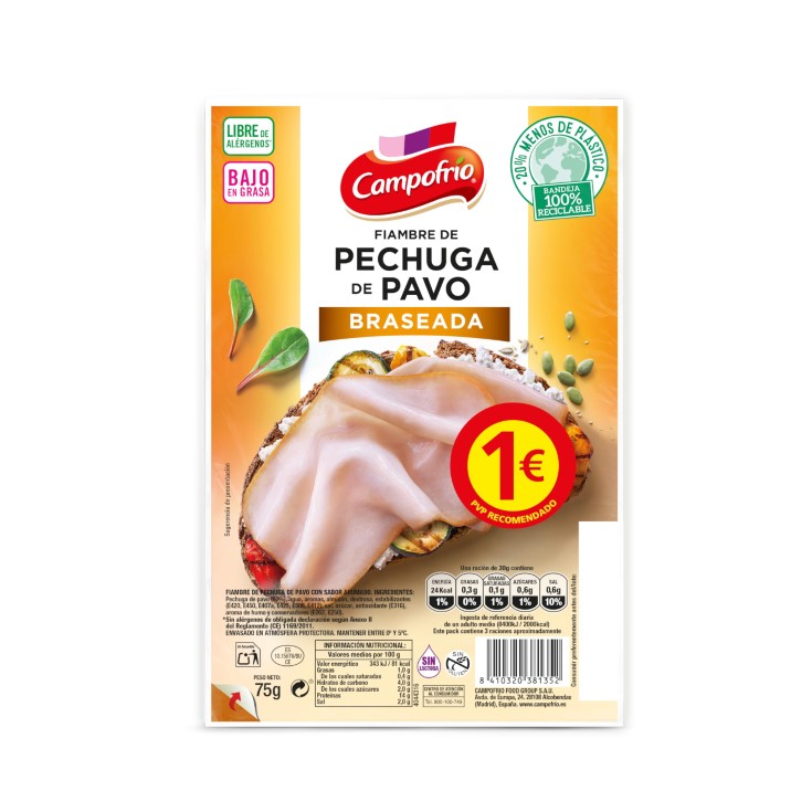 Pechuga de pavo braseada Campofrío - 75g Pechuga de pavo braseada Campofrío - 75g