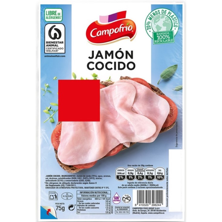 Jamón cocido Campofrío - 75g Jamón cocido Campofrío - 75g