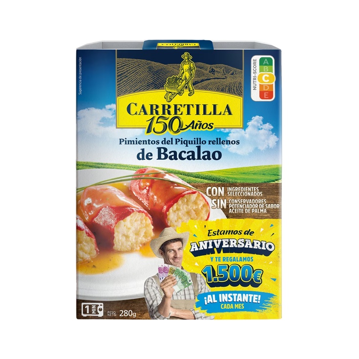 Pimientos del piquillo rellenos de bacalao envase 280 g