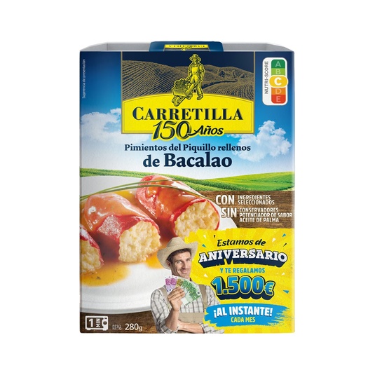 Pimientos del piquillo rellenos de bacalao envase 280 g
