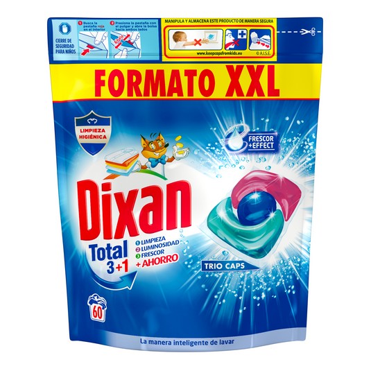 Detergente cápsulas trio - Dixan - 60 lavados