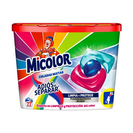Detergente cápsulas coladas mixtas - Micolor - 22 lavados