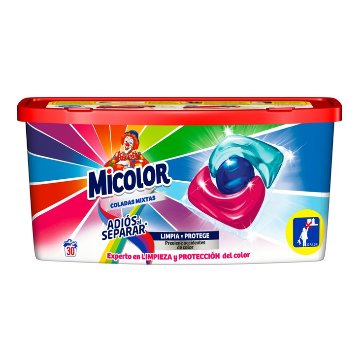 Detergente cápsulas coladas mixtas - Micolor - 30 lavados