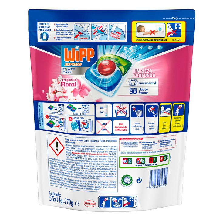 Detergente cápsulas floral - Wipp Express - 55 lavados
