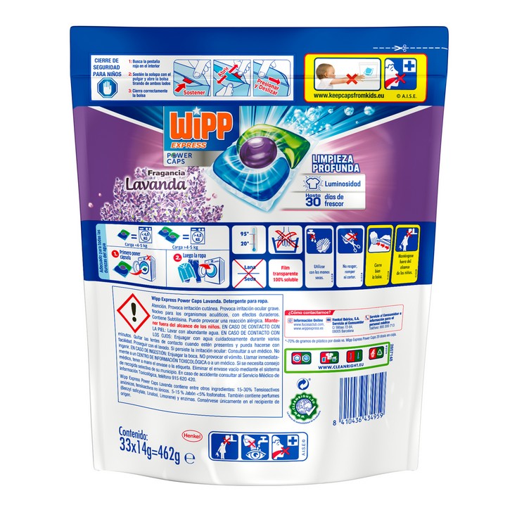 Detergente cápsulas lavanda - Wipp Express - 33 lavados