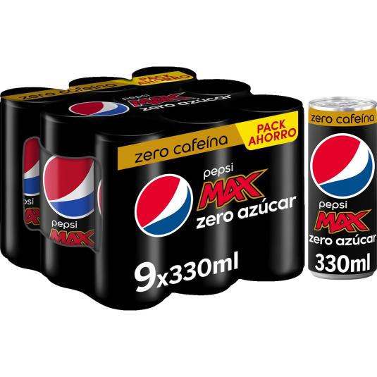 Refresco de cola Max Zero Cafeína - Pepsi - 9x33cl