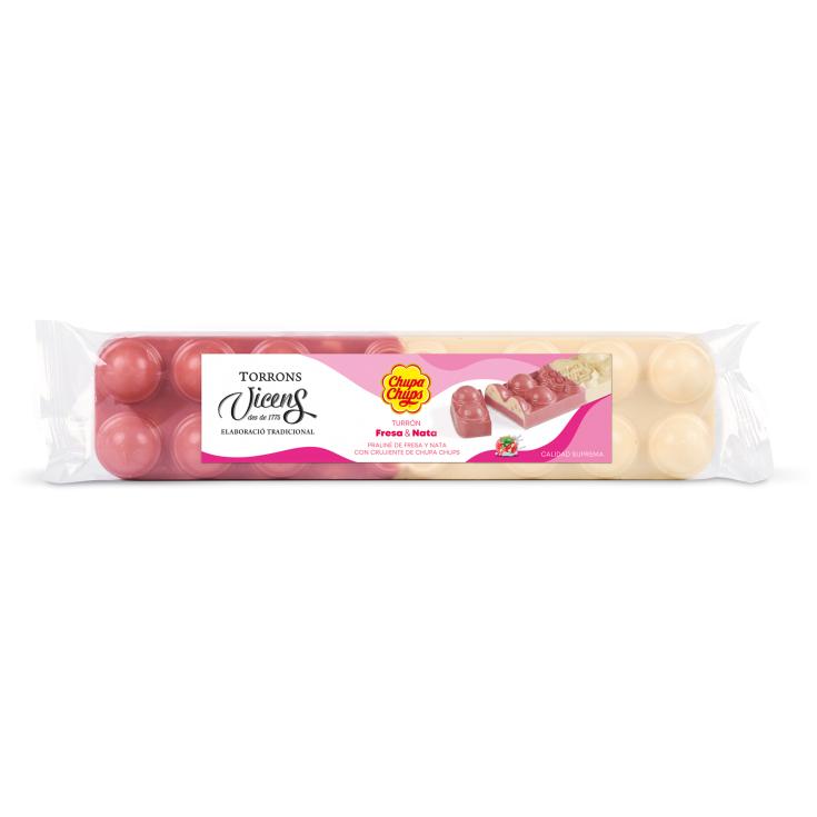 Turrón Chupa Chups de fresa y nata - Vicens - 300g