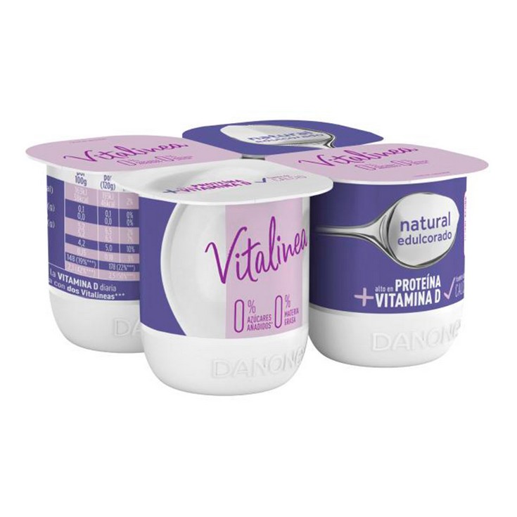 Yogur natural 0% M.G edulcorado - Vitalinea - 4x125g