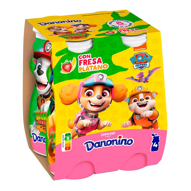Yogur Líquido de fresa y plátano - Danonino - 4x100g