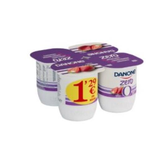 Yogur zero fresa Danone - 4x120g