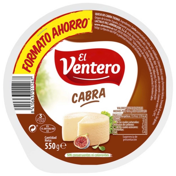 Queso tierno de cabra El ventero - 550g