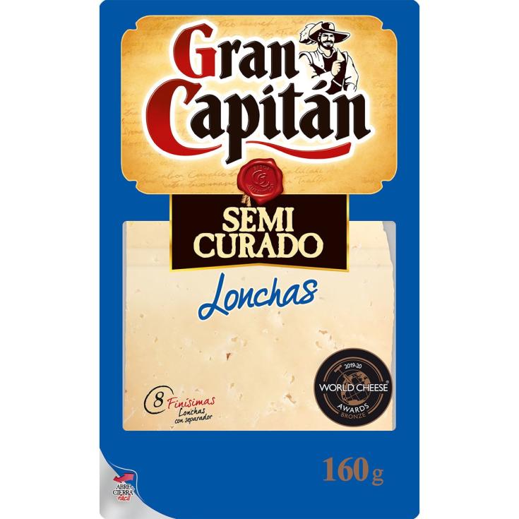 Queso lonchas Semicurado - Gran Capitán - 160g