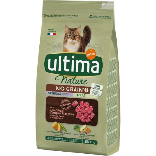 Pienso gatos esterilizados de buey Nature - Ultima - 1,1kg