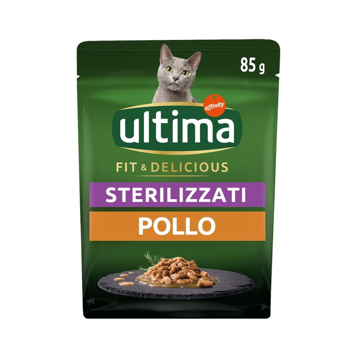 Snacks para gatos esterilizados sabor pollo en salsa