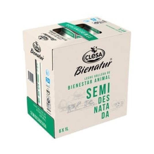 Leche semidesnatada Gallega Bienatur - Clesa - 6x1l