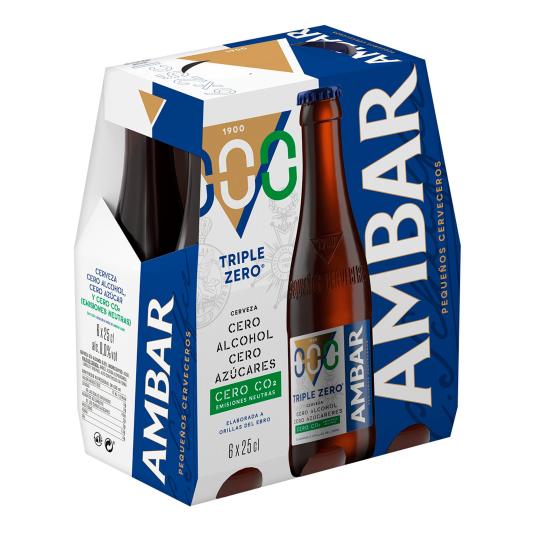 Cerveza sin alcohol Triple Zero - Ambar - 6x25cl