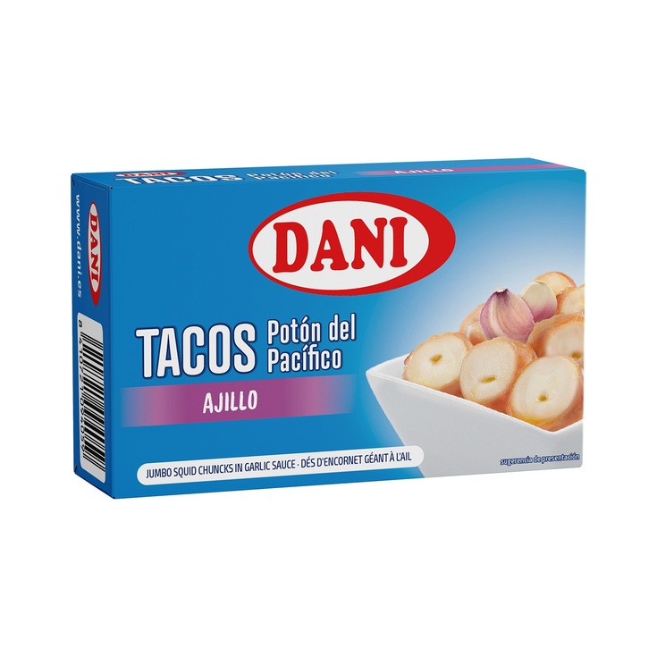 Tacos de Potón del Pacífico al ajillo Dani