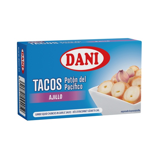 Tacos de Potón del Pacífico al ajillo Dani