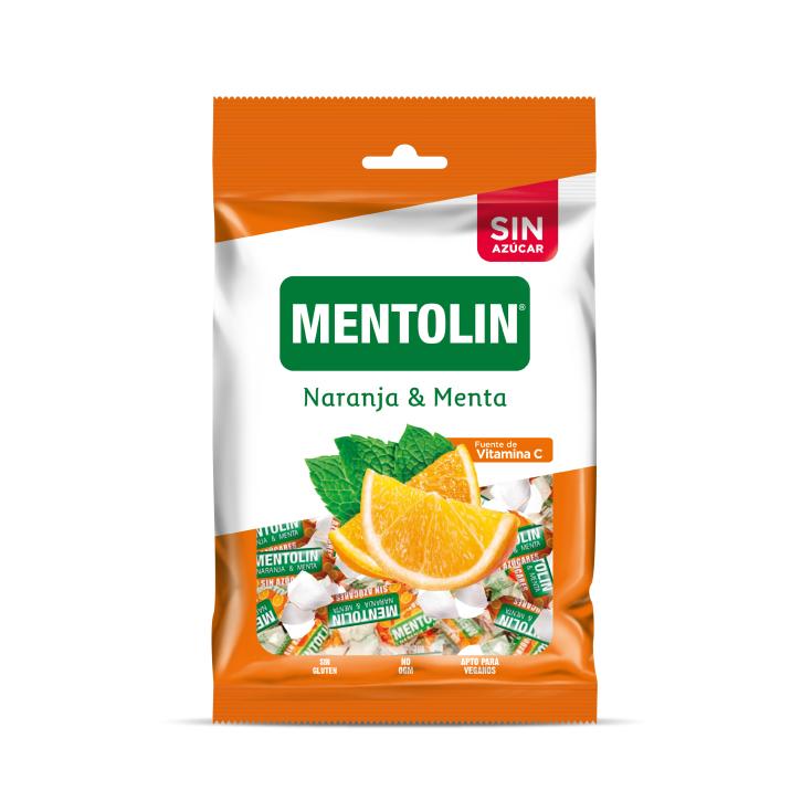 Caramelos Naranja & Menta Sin Azúcar - Mentolin - 100g