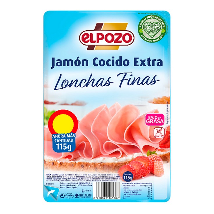 Jamón cocido extra lonchas finas - 115g Jamón cocido extra lonchas finas - 115g