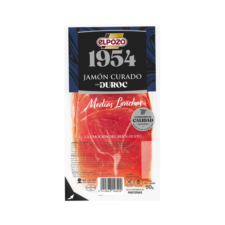 Jamón curado medias lonchas sin lactosa 50g