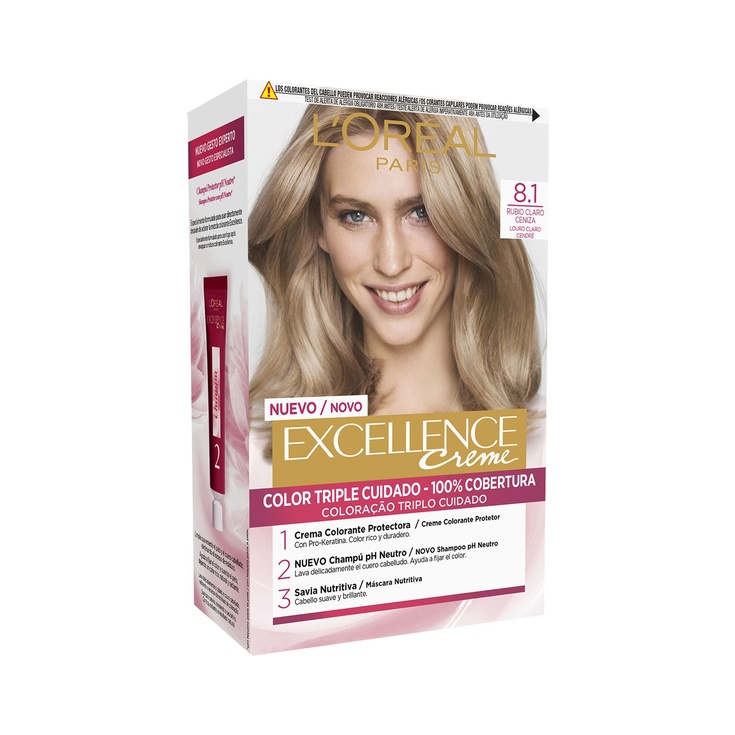 Creme tinte permanente Rubio Claro Ceniza nº 8.1 color tripl
