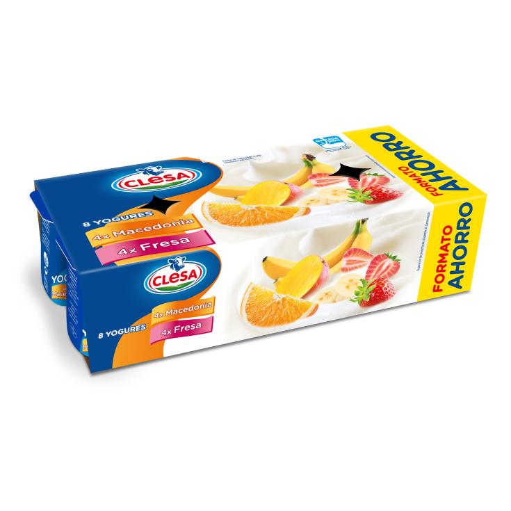 Yogur 2 Sabores Fresa/Macedonia 8x125g