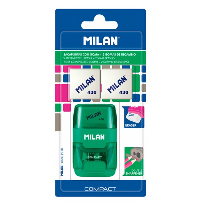 Sacapuntas con goma + recambios Milan Compact Sacapuntas con goma + recambios Milan Compact
