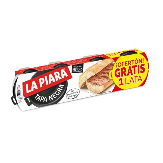 Paté de hígado de cerdo Tapa Negra La Piara - 3+1x75g