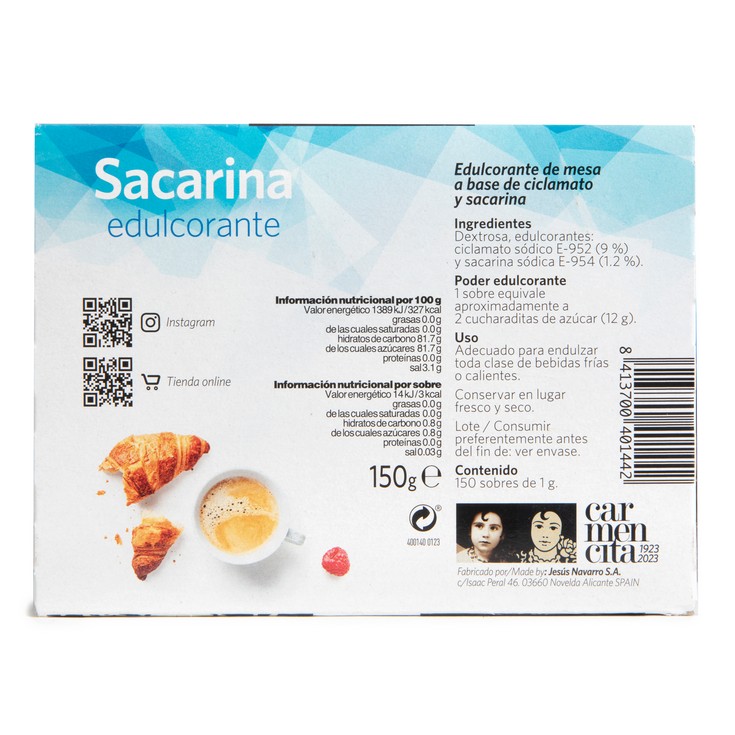 Sacarina edulcorante - Carmencita - 150g