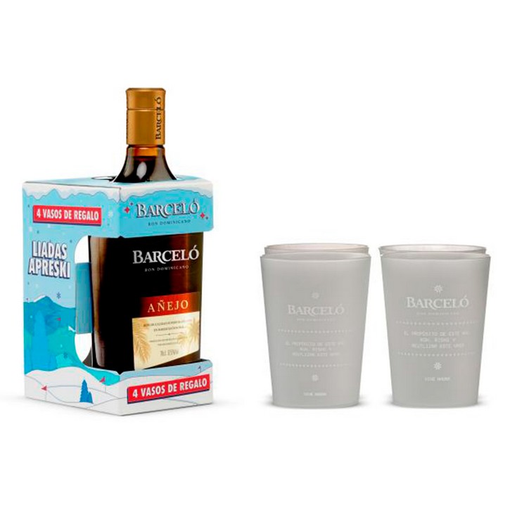 Ron + 4 Vasos - Barceló - 70cl Ron + 4 Vasos - Barceló - 70cl