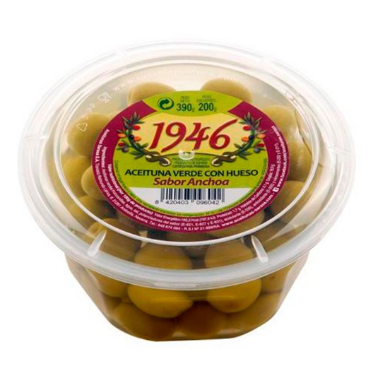 Aceitunas verdes con hueso sabor anchoa 1946 200g