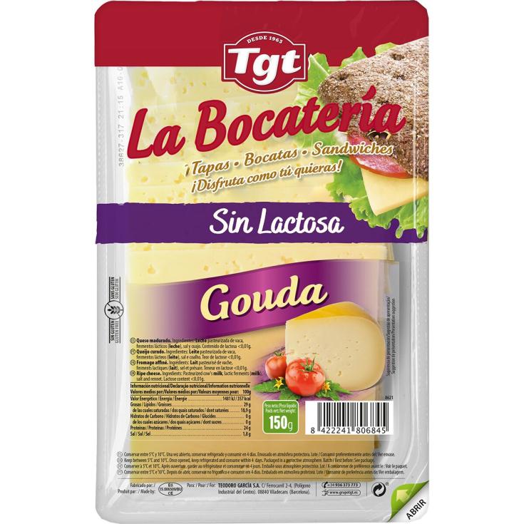 Queso lonchas gouda sin lactosa La Bocatería - TGT - 150g Queso lonchas gouda sin lactosa La Bocatería - TGT - 150g