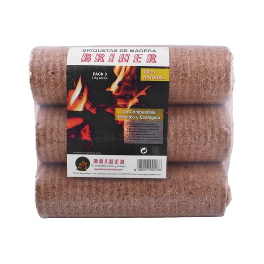 briqueta - Pack 3 Briquetas BRIHER Aprox.7 kg