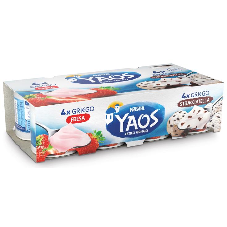 Yogur griego fresa y straciatella - Yaos - 8x115g