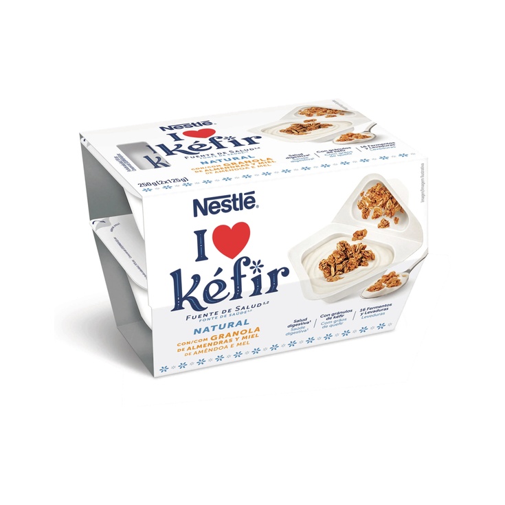 Kéfir Natural Con Granola De Almendras Y Miel,