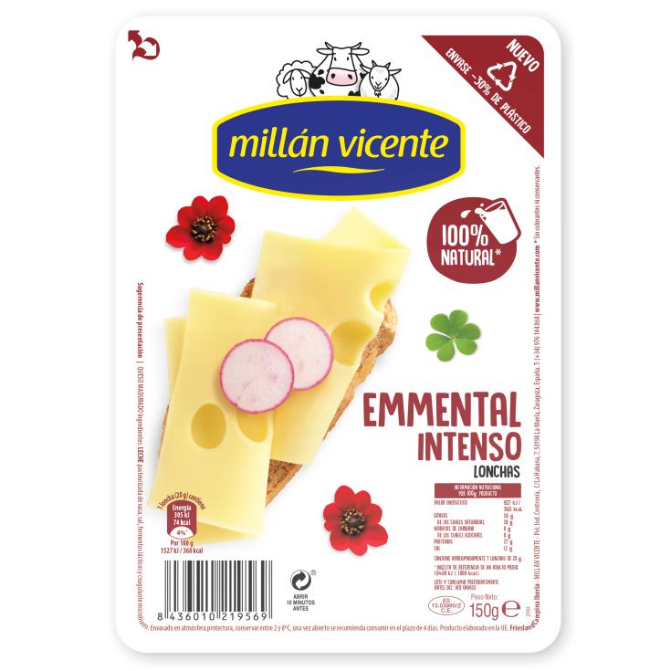 Queso en lonchas emmental Millán Vicente - 150g Queso en lonchas emmental Millán Vicente - 150g