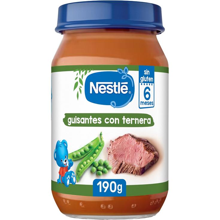 Tarrito de guisantes con ternera