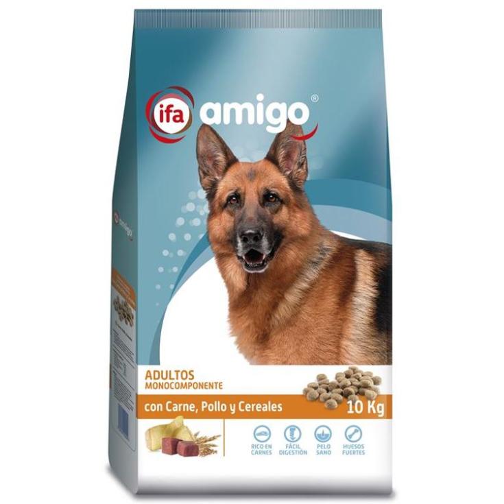 Pienso para perro con carne, pollo y cereales - Amigo - 10kg