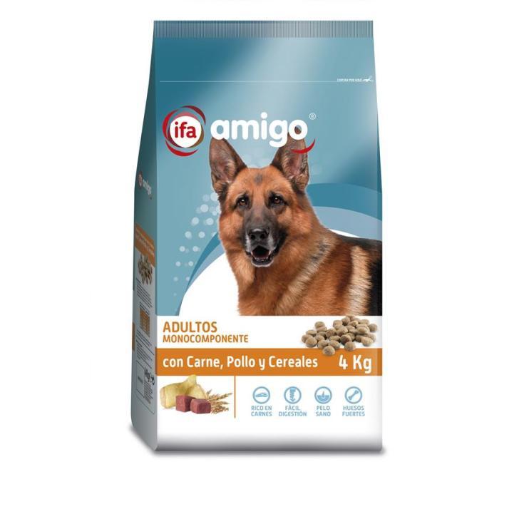 Pienso para perro con carne, pollo y cereales - Amigo - 4kg