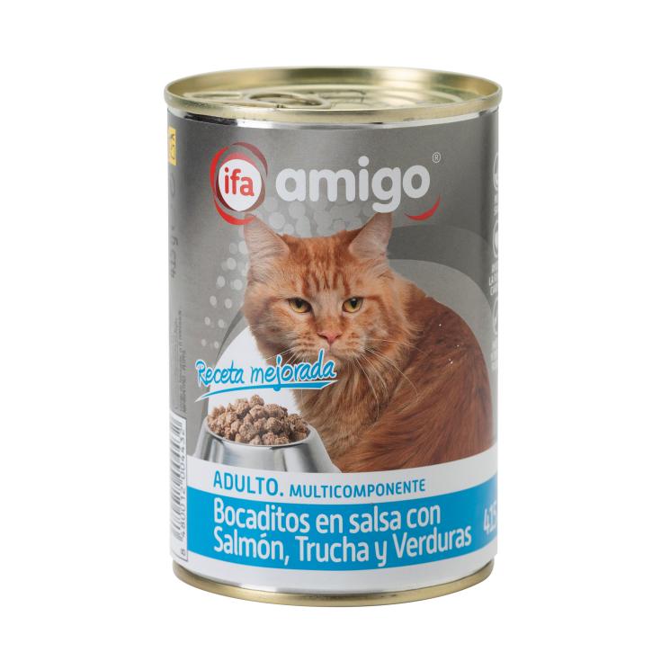 Comida húmeda gato bocaditos con salmón - Amigo - 415g