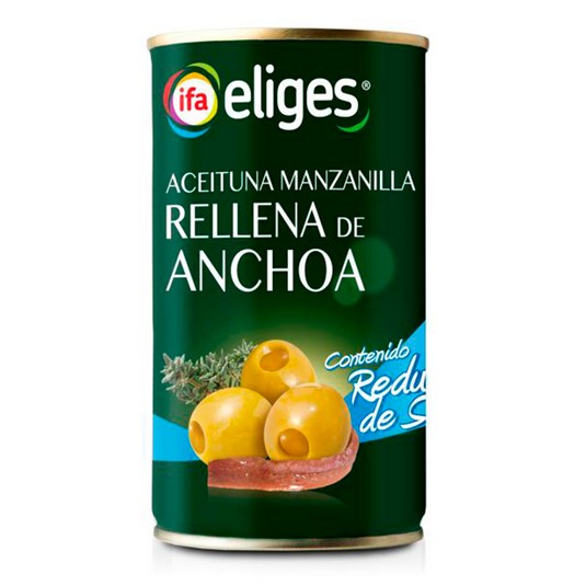 Aceituna manzanilla rellena anchoa baja sal - Eliges - 150g