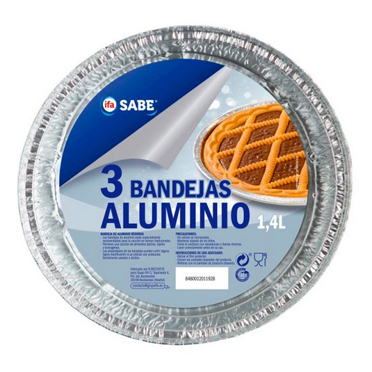 Bandeja aluminio redonda - Sabe - 3 uds