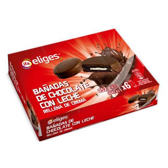 Galletas bañadas chocolate c/leche rellenas - Eliges - 250g