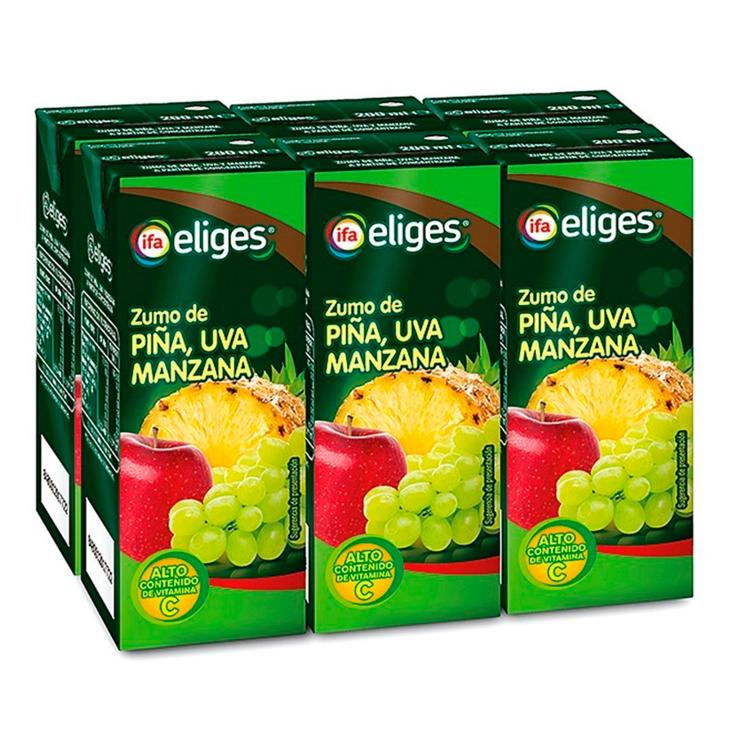 Zumo de piña, uva y manzana - Eliges - 6x200ml