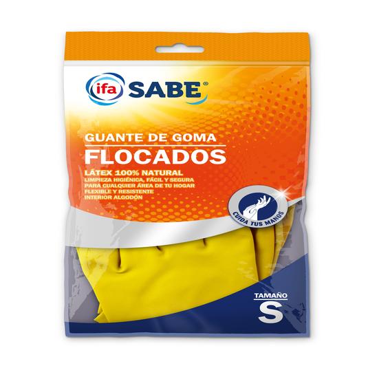 Guantes de goma flocados talla S