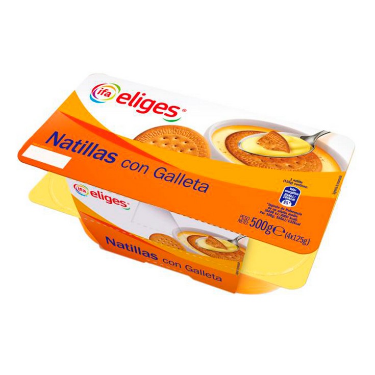 Natillas de vainilla con galleta - Eliges - 4x125g