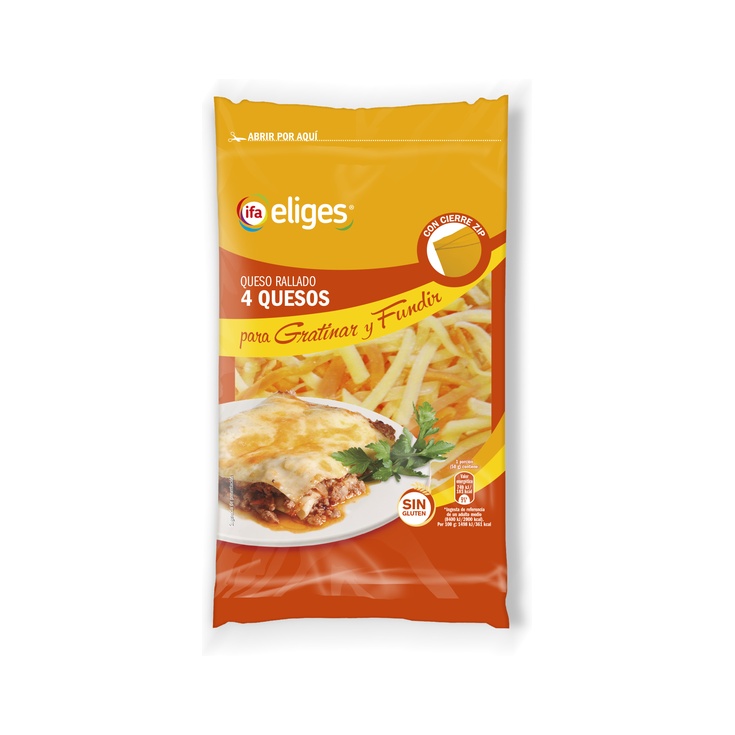 Queso rallado 4 quesos con zipper 200g