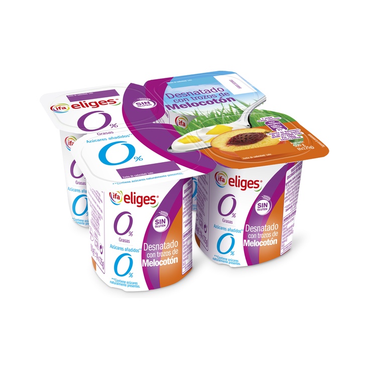 YOGUR DESNATADO CON MELOCOTON PACK 4X125G